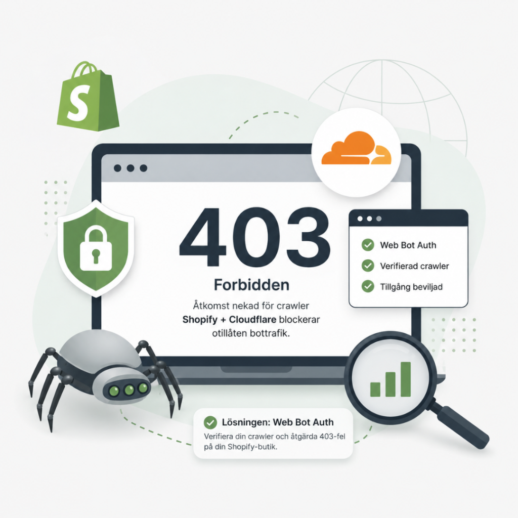 Shopify 403-fel som blockerar SEO-crawlers efter Cloudflare-uppdatering och påverkar teknisk SEO för e-handel.