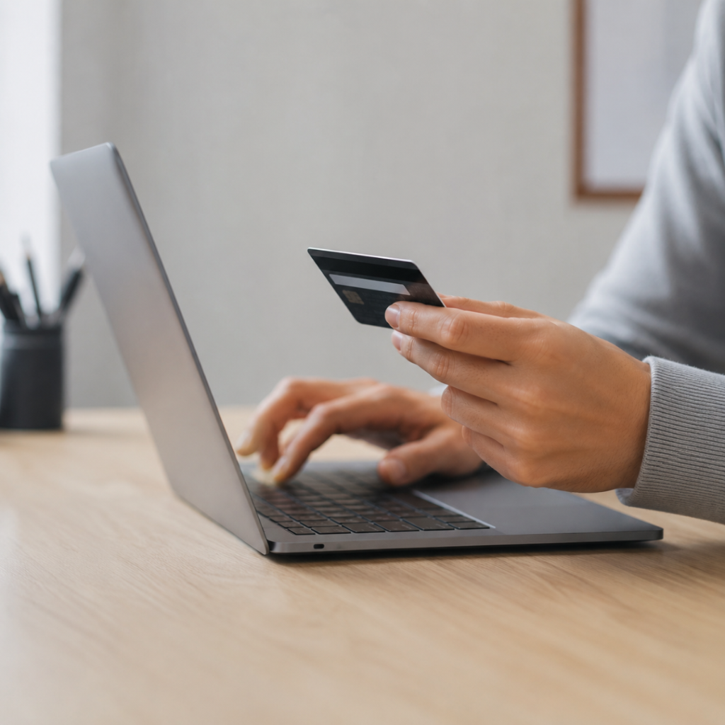 Kund genomför ett onlineköp inför kraven på digital ångerrätt 2026